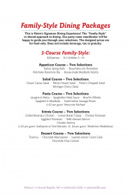 Family Style Menu Grand Rapids MI Pietro s Italian Restaurant