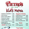 Kids Menu Pietro's Italian Restaurant
