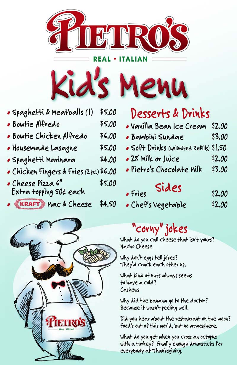 Kids Menu  SqWires Restaurant & Market